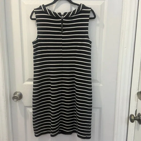 Talbots Large Sleeveless Mockneck Striped Knit Shift Dress Career Casual - Picture 6 of 9